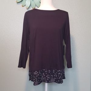 Vince Camuto Mixed Media Hem Top